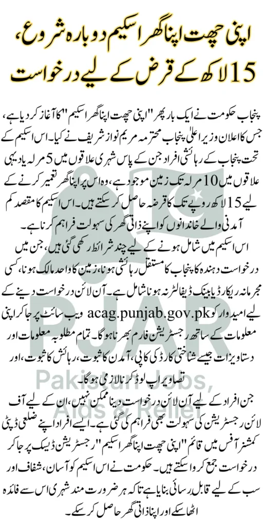 Apni Chhat Apna Ghar Scheme Started Again Apply For 15 Lakh Loan