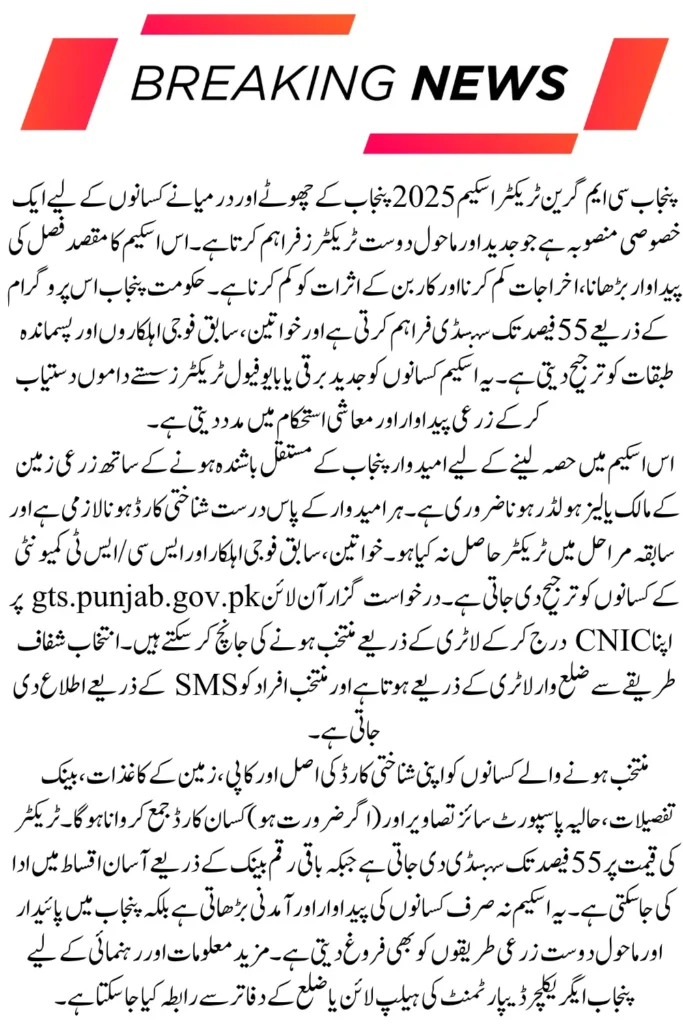 Punjab CM Green Tractor 2025 – Check Winner List Online Easily